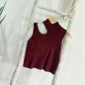 High Neck Hollow-Out Rhinestone Knit Top
